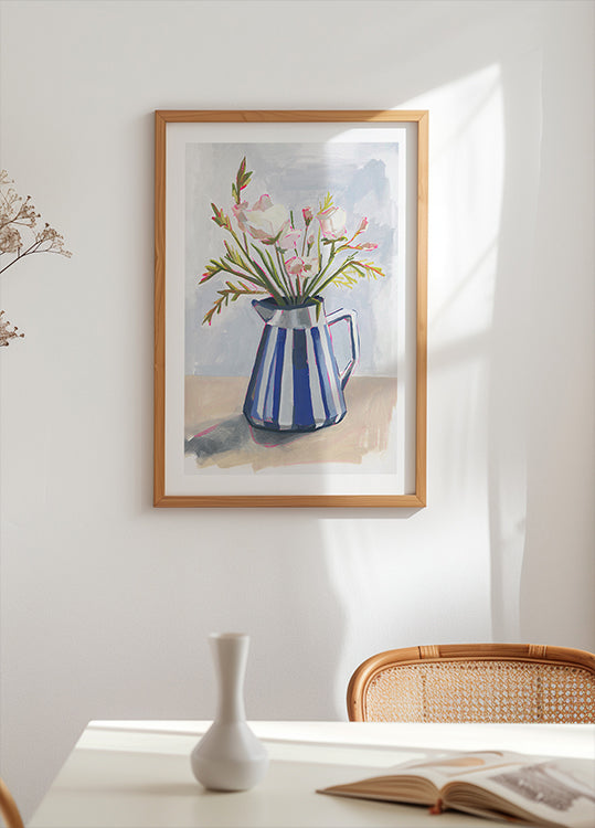 Fresh flowers in a striped vase I (NEW) - Posterbox