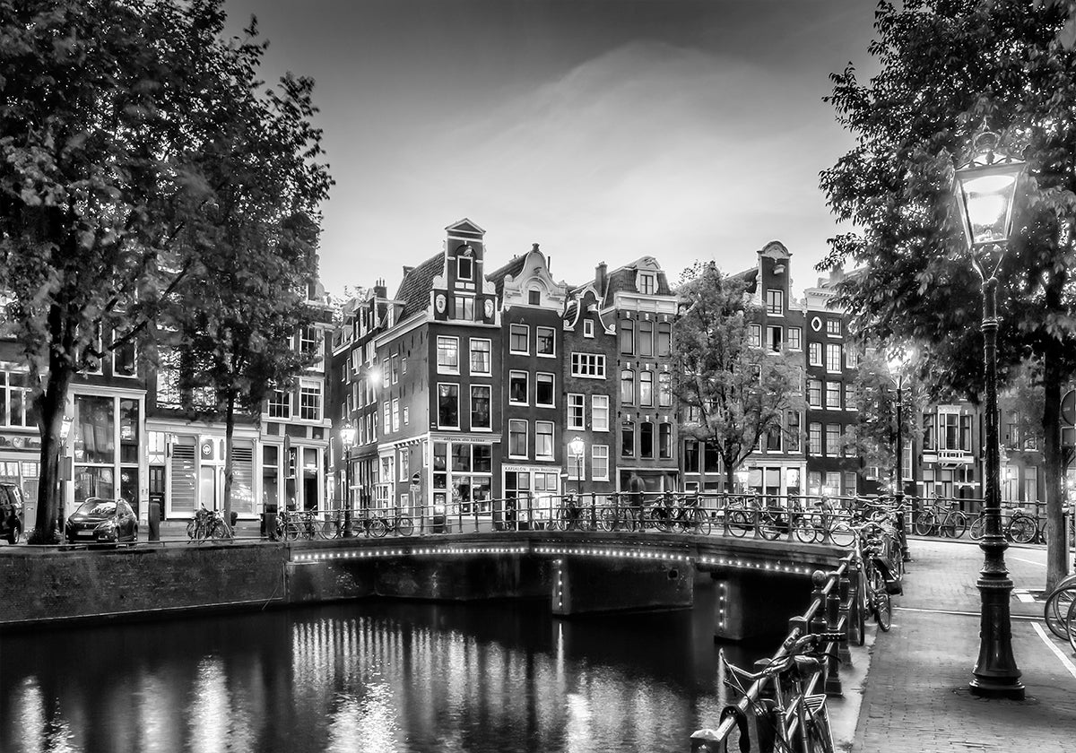 AMSTERDAM Idyllic impression from Singel - Monochrome Plakat - Posterbox