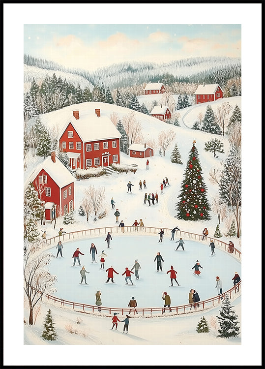 Winter Wonderland Ice Skating Scene Plakat - Posterbox