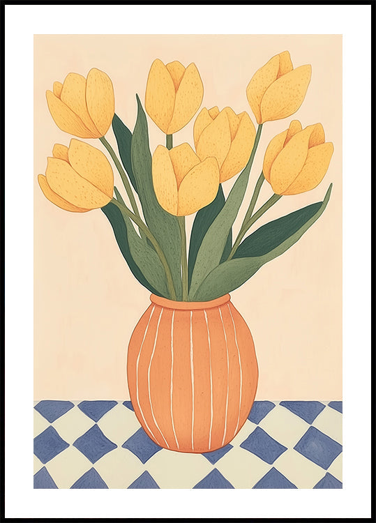 Yellow Tulips in Orange Vase (NEW) - Posterbox
