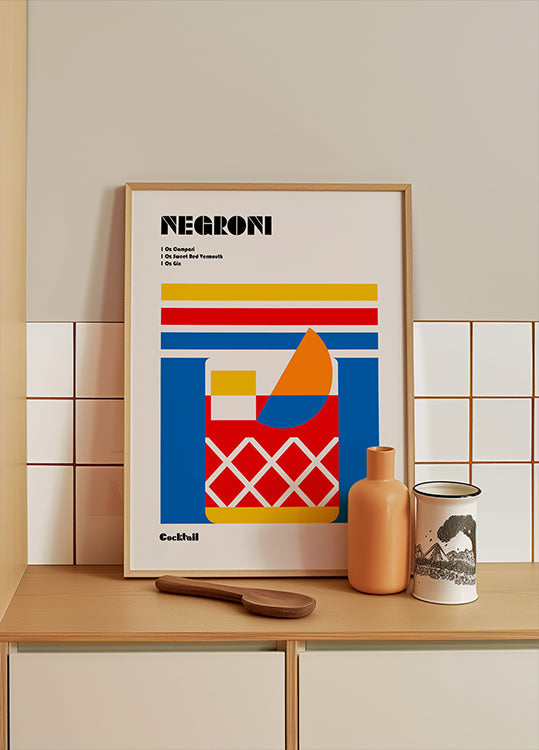 Poster del cocktail Negroni Bauhaus