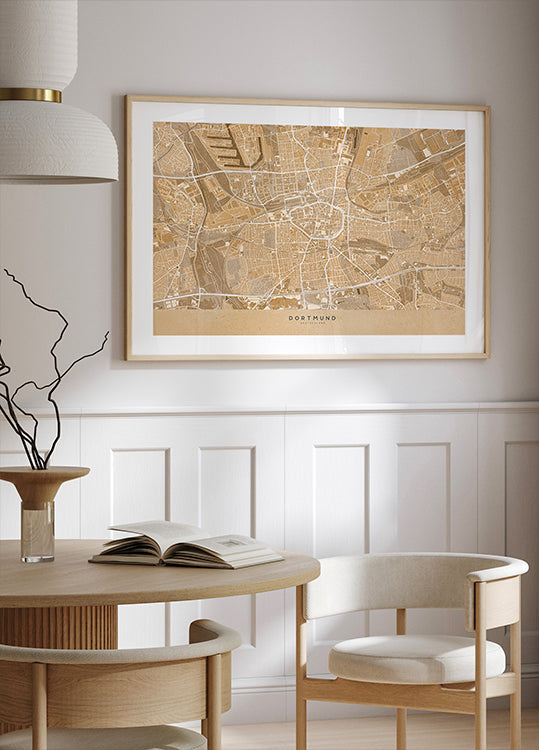 Mappa vintage seppia di Dortmund Germania (NUOVO)