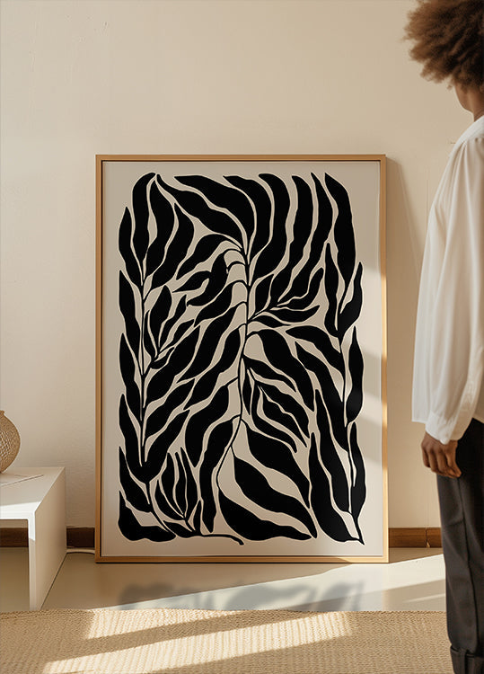 Poster di sagome di foglia nera