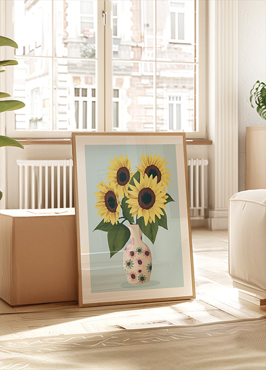Poster di vaso di girasoli