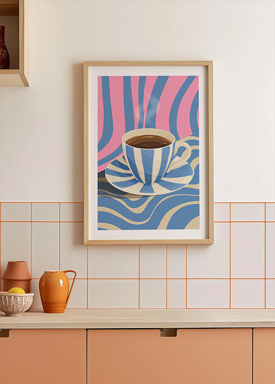 Poster di tazza di caffè a strisce
