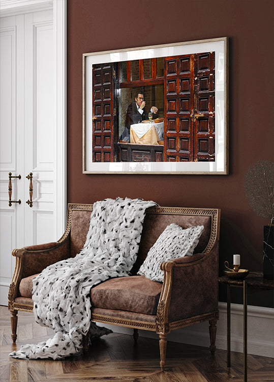 Poster della cena dell'uomo solitario nel quartiere latino di Madrid