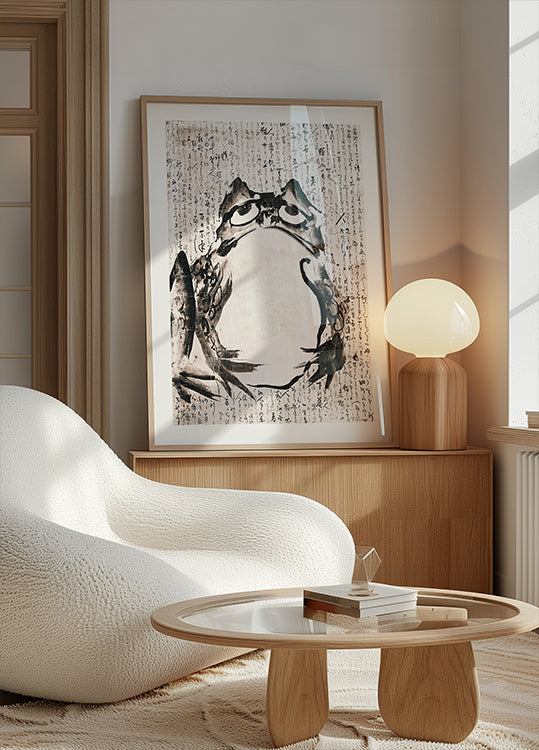 Rana giapponese (fine XVIII XIX secolo) Poster vintage con inchiostro e colore su carta