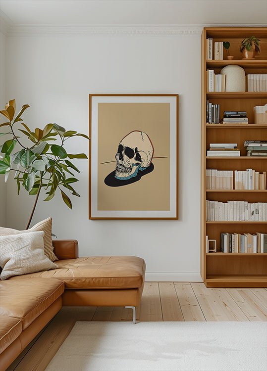 Illustrazione Del Cranio Su Un Poster Sfondo Beige