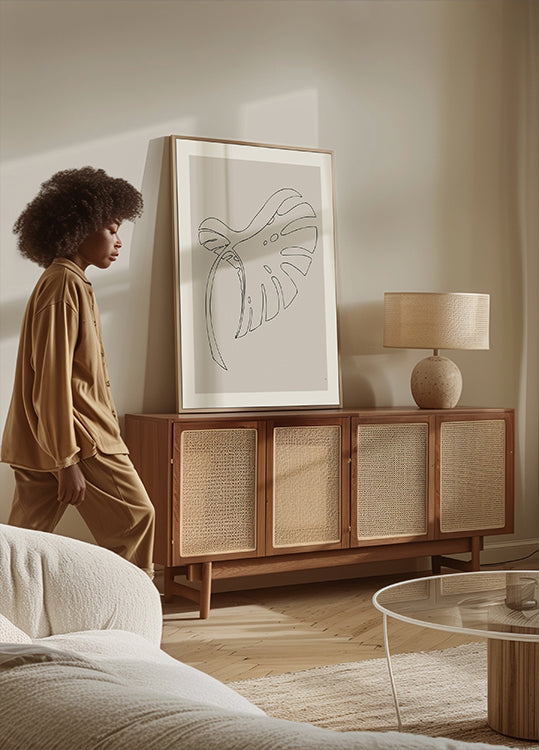 Poster Monstera piegato beige