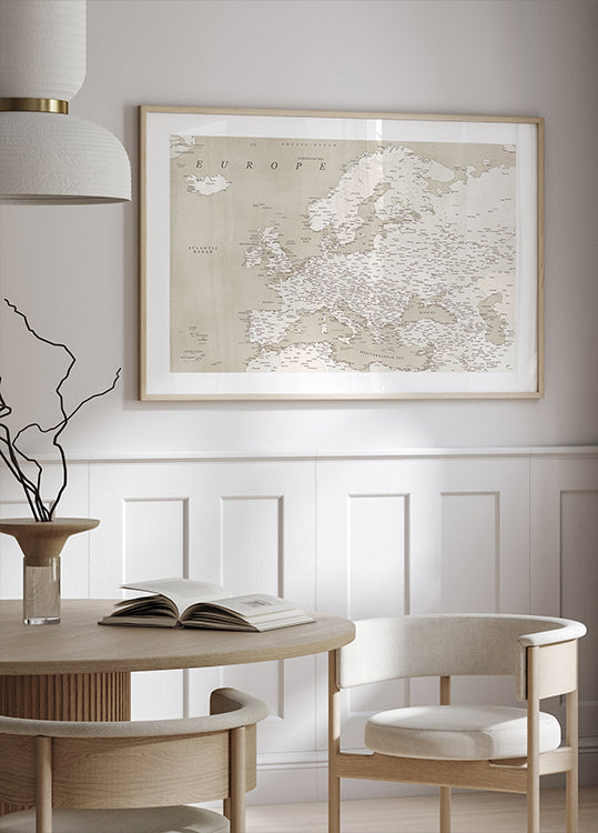 Mappa dettagliata dell'Europa dall'aspetto vintage (NUOVA)