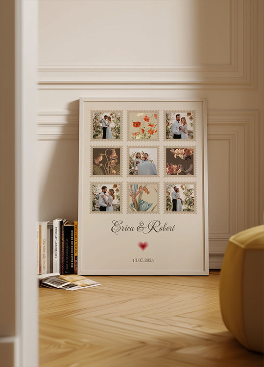Poster personalizzato con collage di foto di matrimonio elegante
