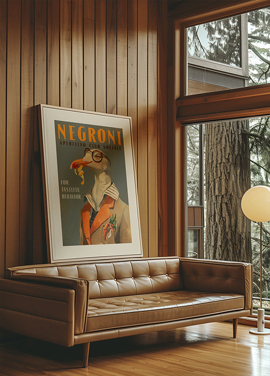 Poster vintage Art Deco Negroni di un gabbiano fantasia