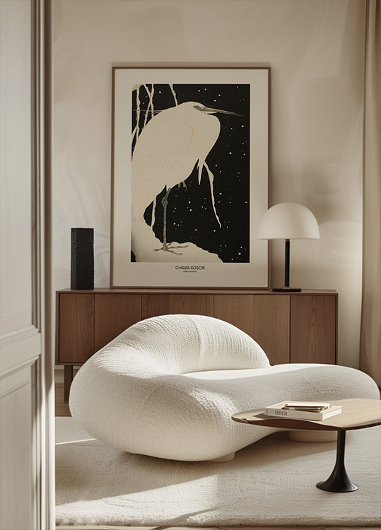 Poster di airone nella neve