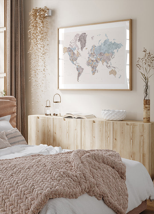 Mahler mappa del mondo altamente dettagliata con città (NUOVO)