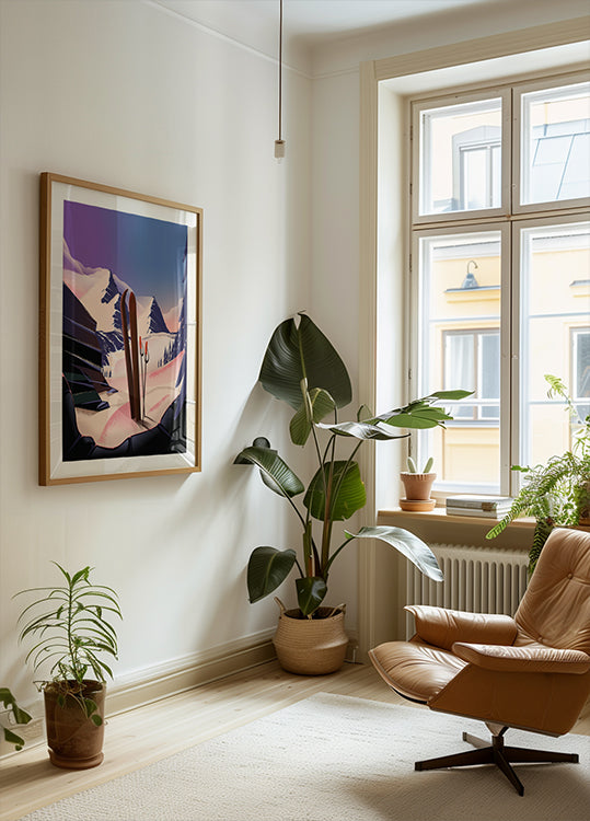 Poster di viaggio sugli sci