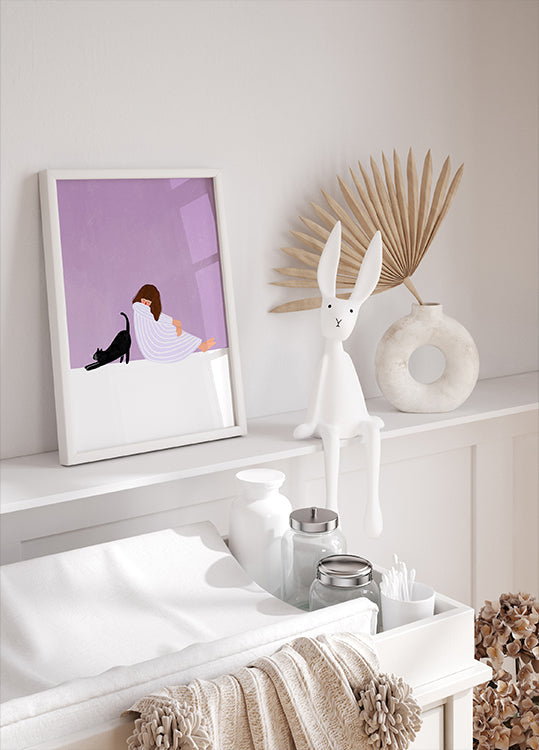 Poster di ragazza e gatto