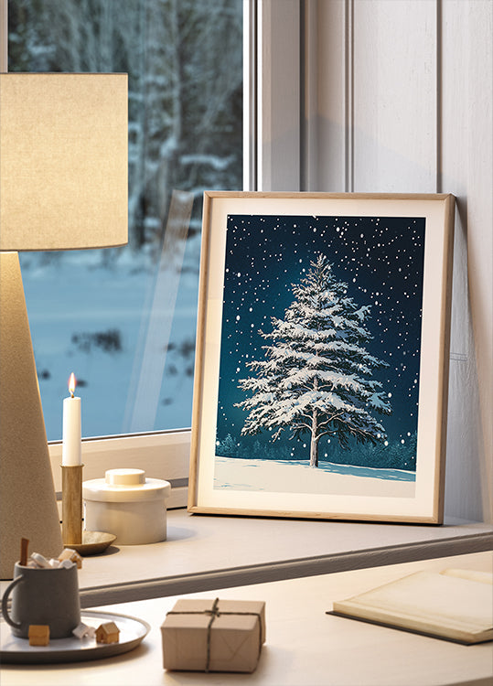 Winter Snowy Pine Tree Plakat