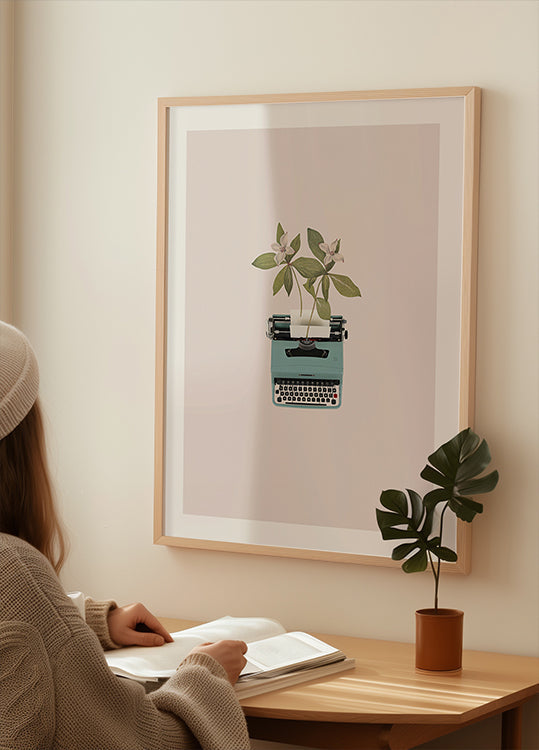 Poster della macchina da scrivere botanica