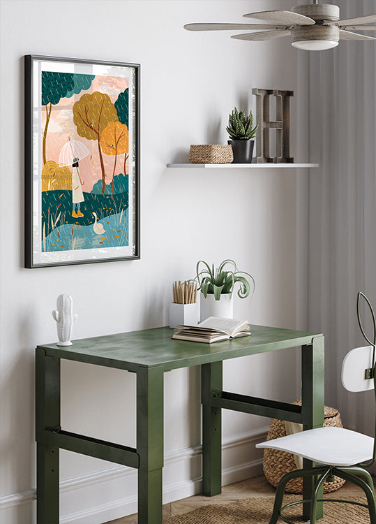 Poster per una passeggiata in un giorno di pioggia