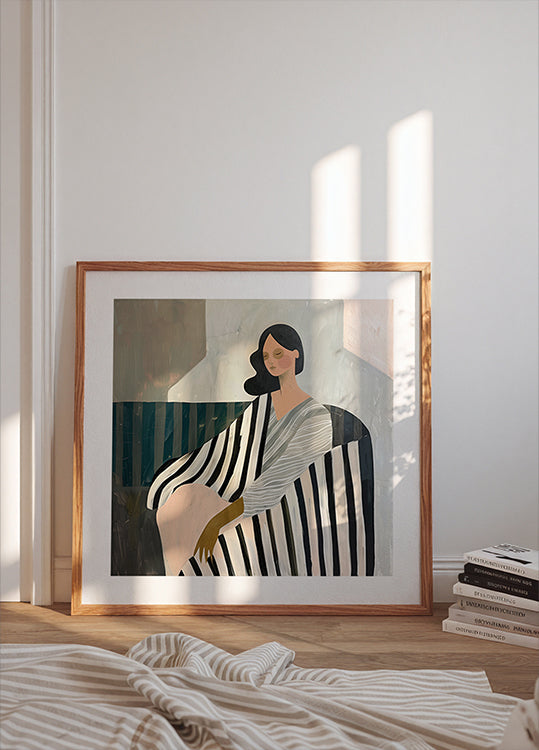 Donna nel poster reclinabile