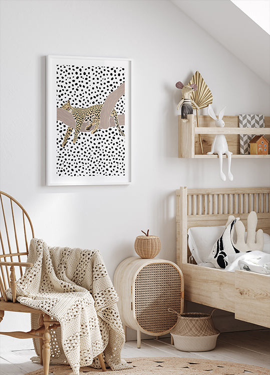 Poster a pois addormentati con leopardo