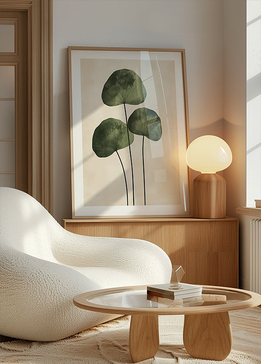 Poster di foglie verdi con venature delicate