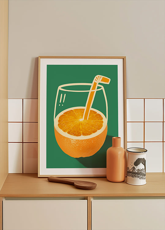 Poster arancione vibrante sapientemente illustrato
