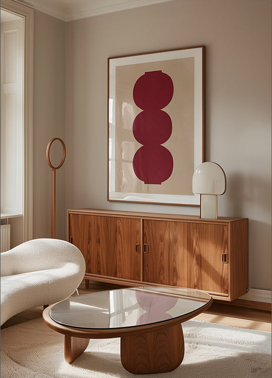 Poster di forme simmetriche cremisi