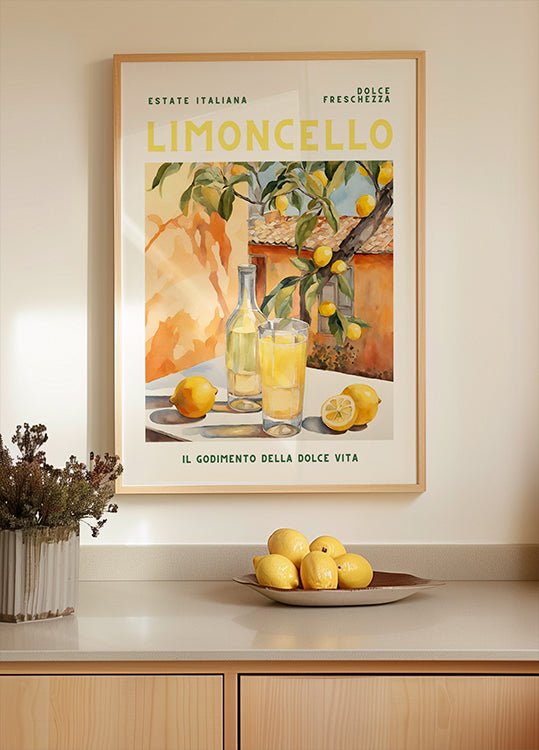 Limoncello, acquerello, poster fresco