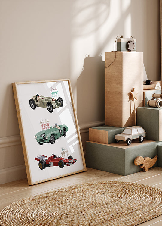 Poster di auto da corsa d'epoca