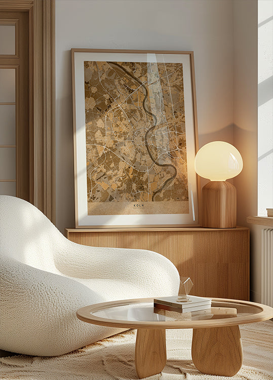 Mappa vintage seppia di Colonia Germania (NUOVO)