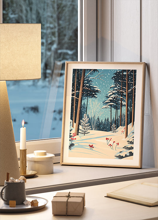 Poster di foresta innevata di Natale
