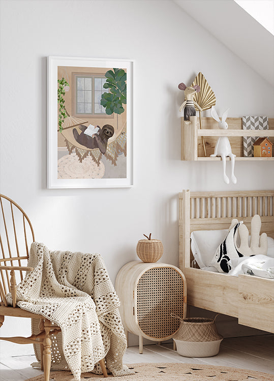 Poster di bradipo pigro sull'amaca