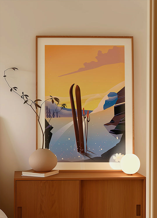 Poster di viaggio sugli sci