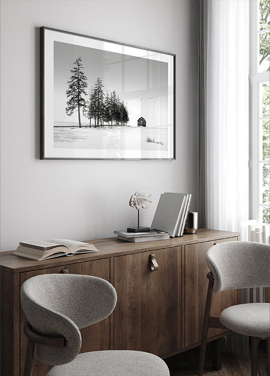 Un poster di una soleggiata giornata invernale