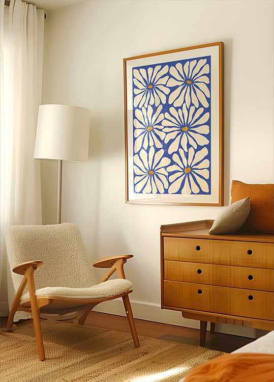 Poster blu floreale soleggiato