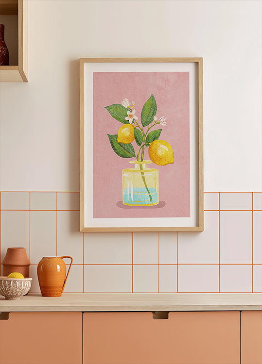Mazzo di limoni nel poster di vaso