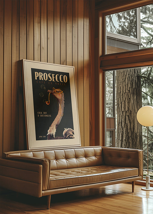 Arte da parete Art Deco Prosecco di un poster di struzzo