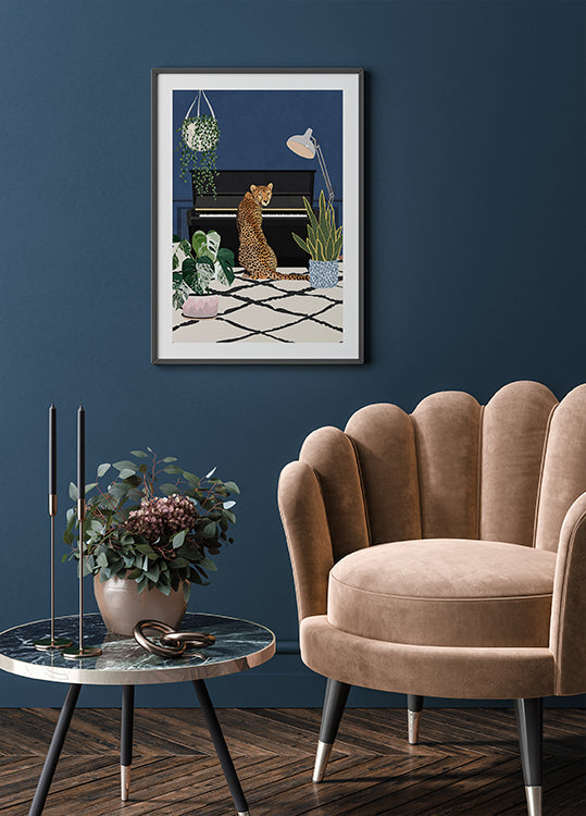 Poster di ghepardo che suona il pianoforte
