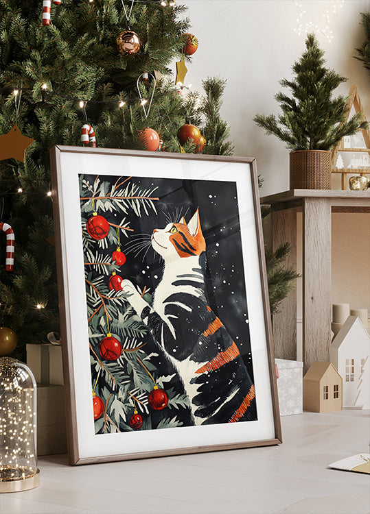 I gatti adorano il poster dell'albero di Natale