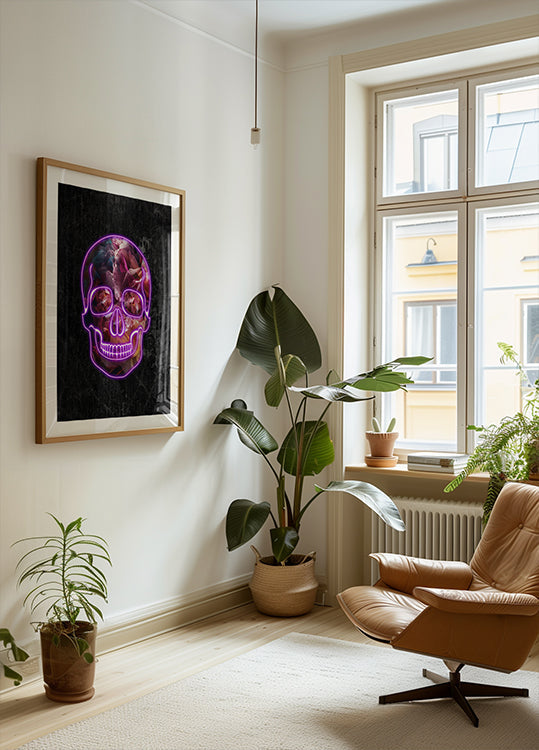 Poster di teschio di Halloween al neon