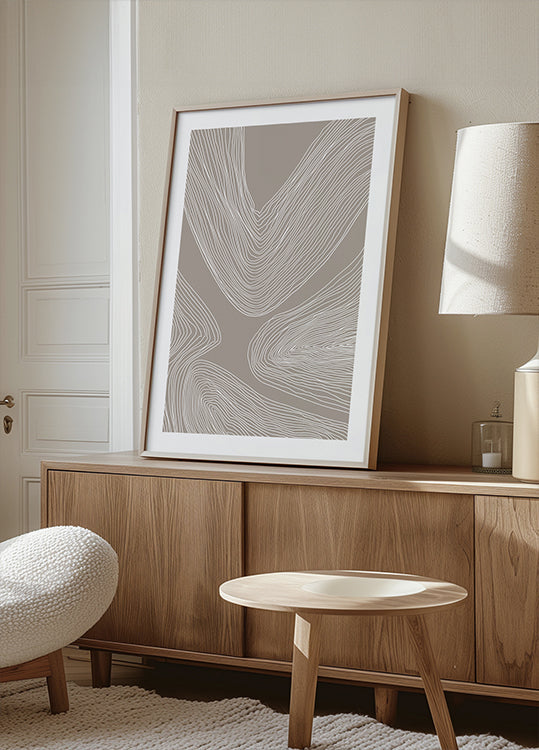 Poster artistico con linee di contorni fluidi
