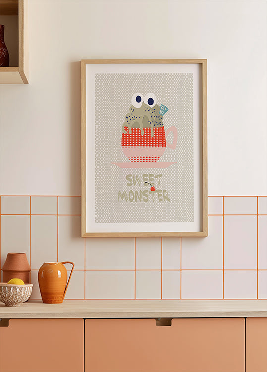 Dolce mostro cupcake rosso Poster