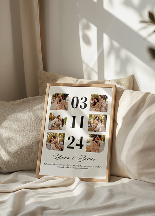 Poster con collage di foto personalizzato con data dell'anniversario