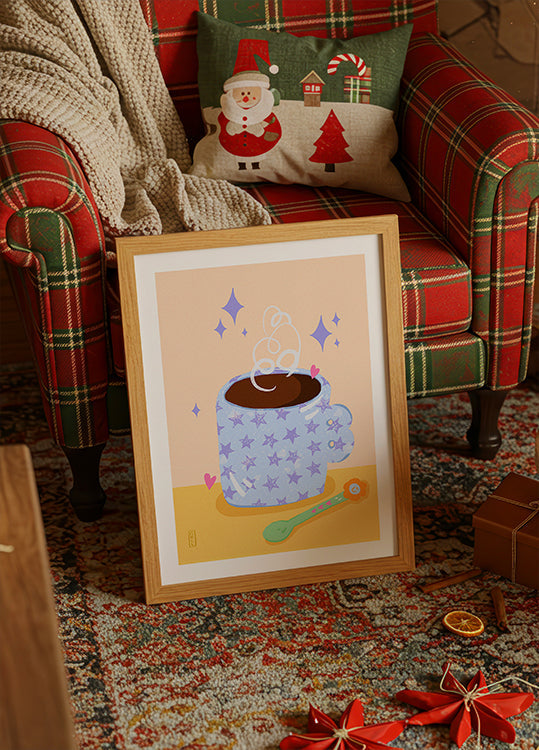 Poster con illustrazione retrò dell'ora del caffè