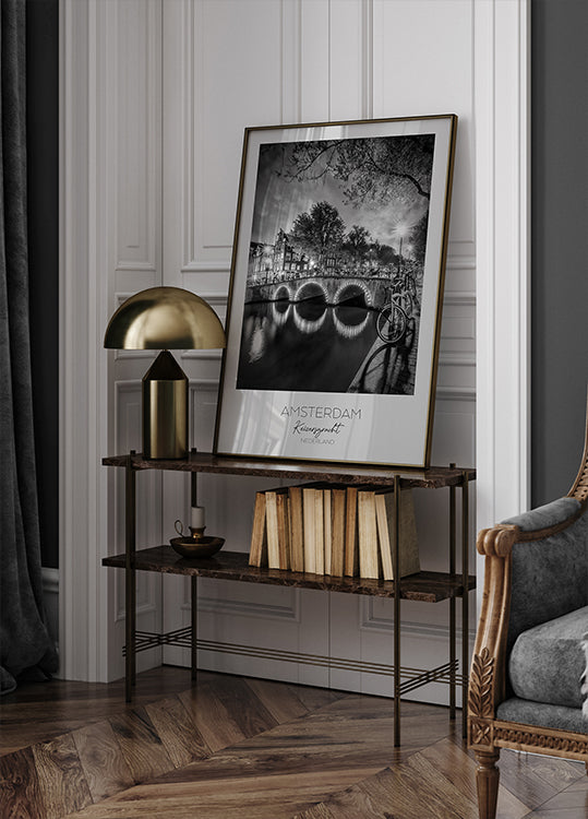 In primo piano: AMSTERDAM Idilliaco paesaggio notturno dal Keizersgracht Poster