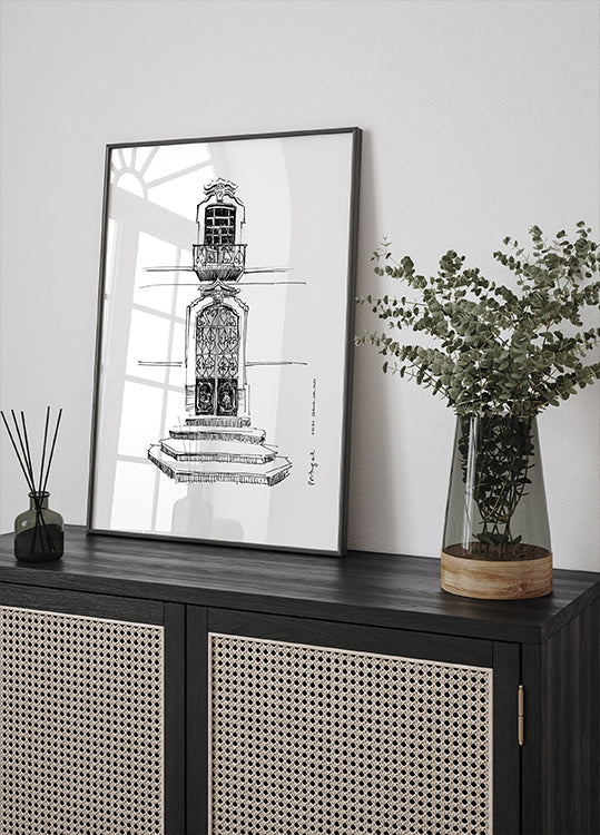 Poster di disegno della città dei portali del Portogallo