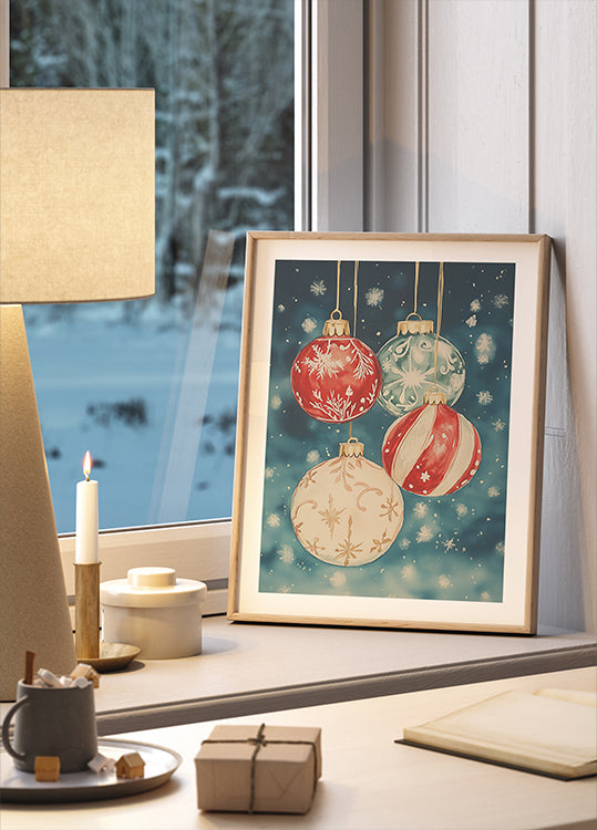 Poster N. 3 con ornamenti natalizi