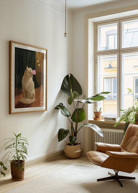 Poster di gomma da masticare e gatto