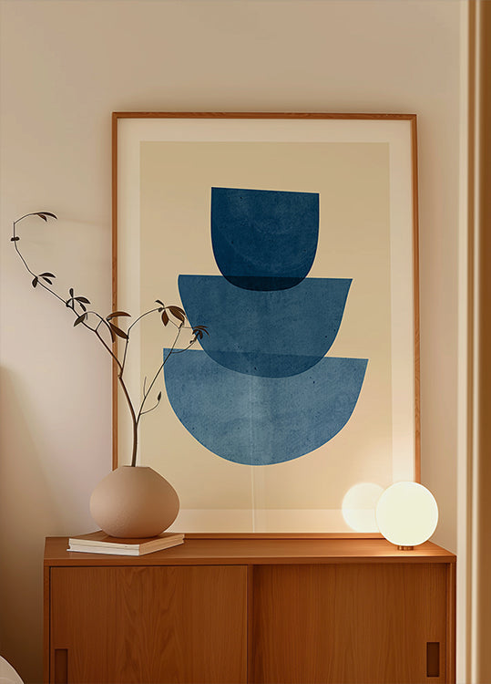Poster blu di forme astratte geometriche